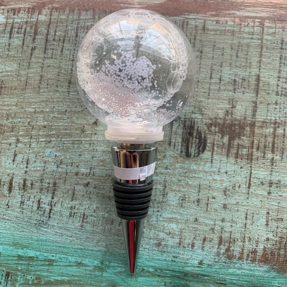 Pottery Barn Stag snow globe bottle stopper